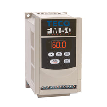 Load image into Gallery viewer, TECO FM50 Variable Frequency AC Drive (VFD), 0.5 HP, 230V 1 PH Input, 230V 3 PH Output, 2.3FLA, IP20